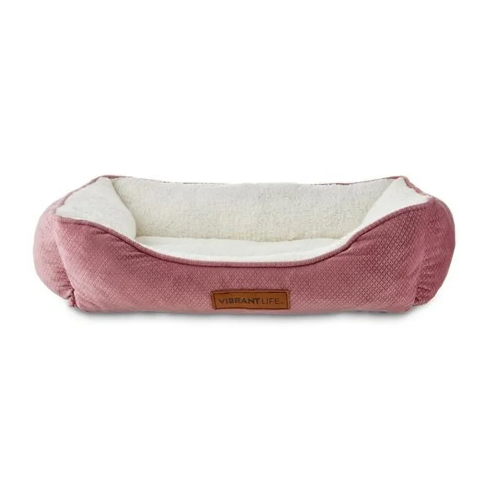 Dog Bedding Premium Cuddler Pet Bed, Pink & White